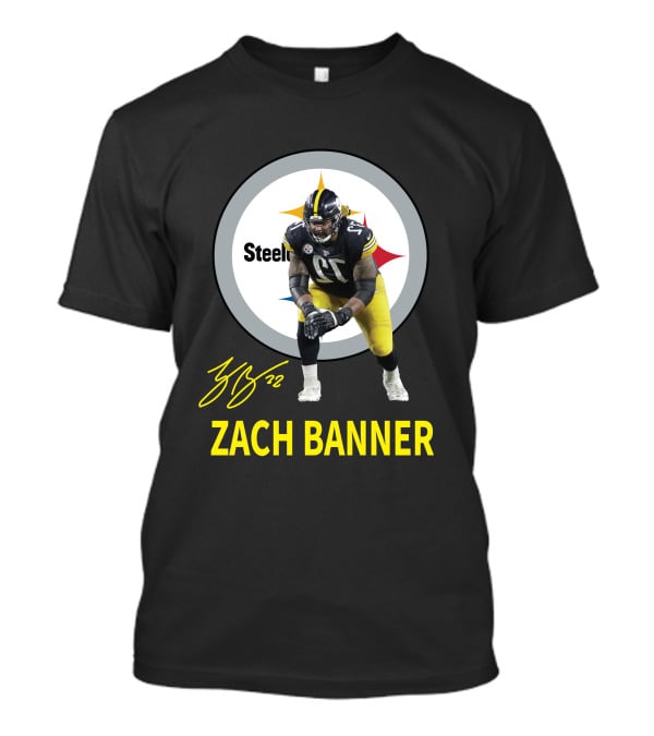 Steelers Zach Banner 72 Signature Pittsburgh Football T-Shirt
