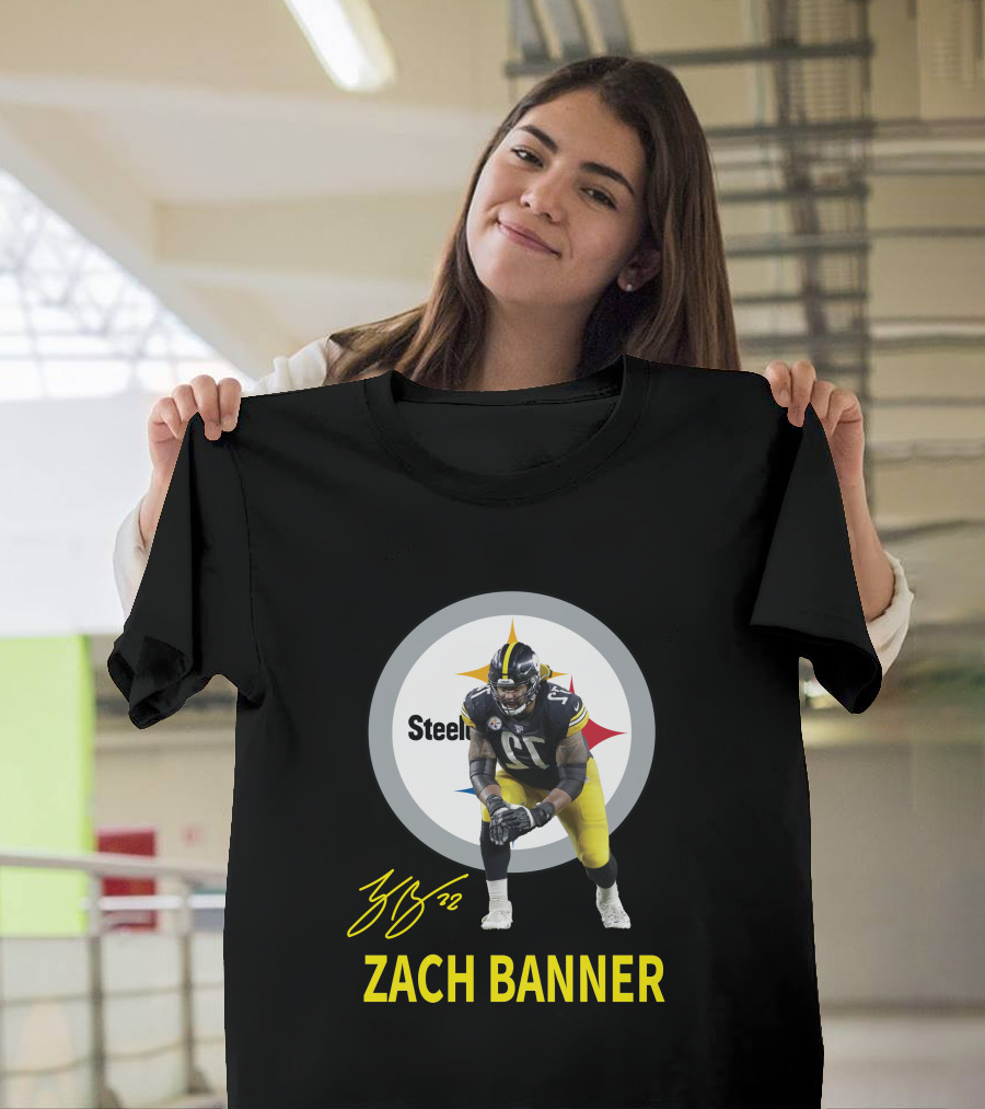 Steelers Zach Banner 72 Signature Pittsburgh Football T-Shirt