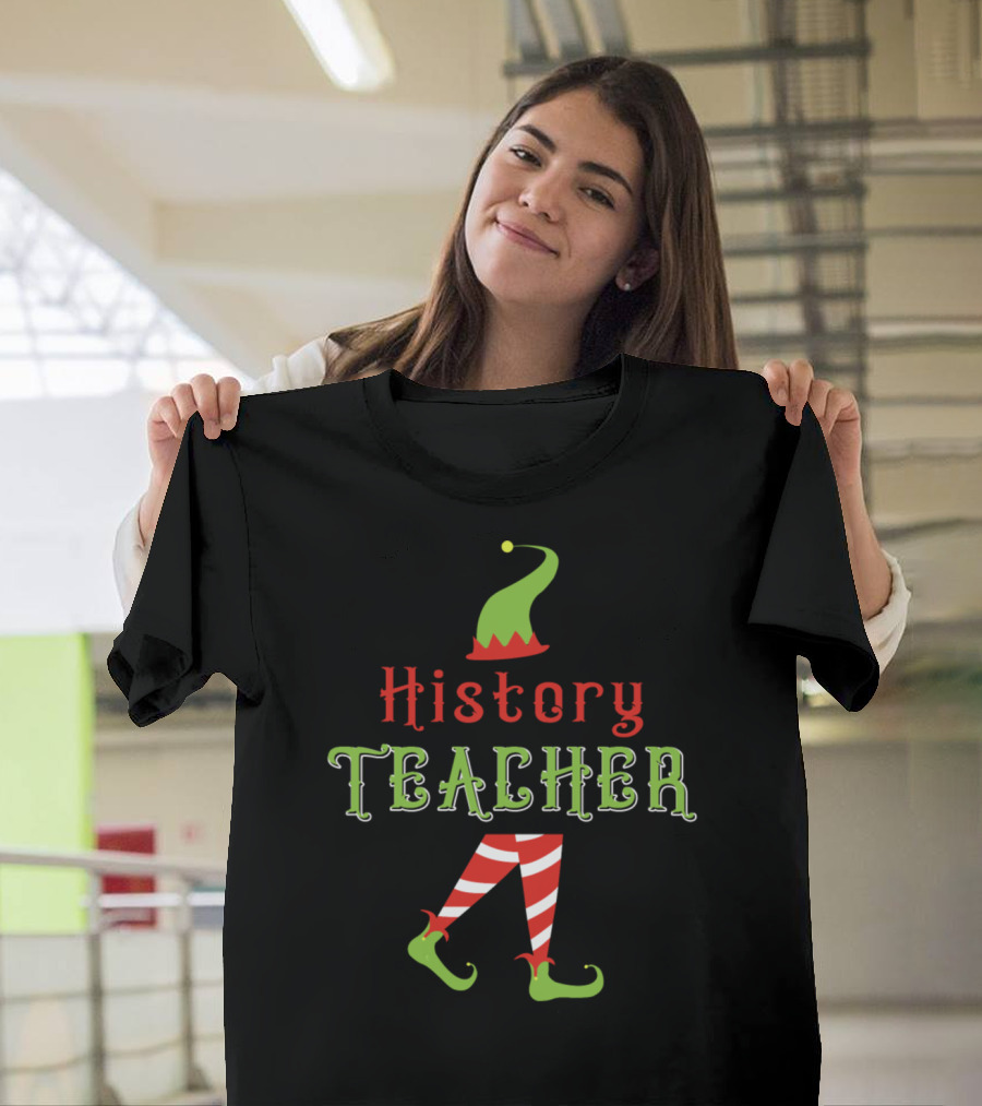 History Teacher Cute Elf Hat and Shoes T-Shirt