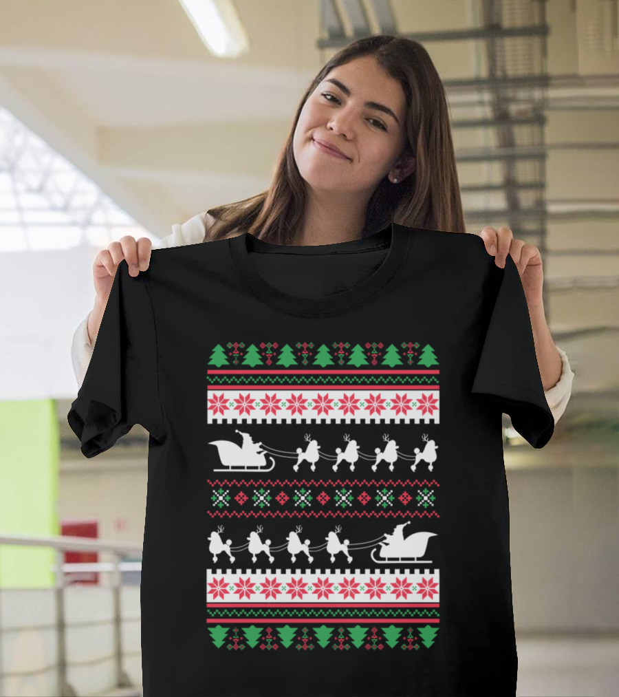 Poodle Santa's Reindeer Ugly Christmas T-Shirt