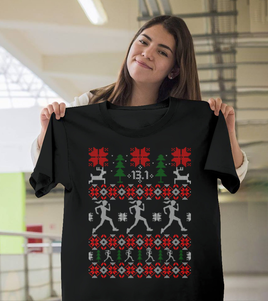 Runner Halfmarathon 13.1 Reindeer Christmas T-Shirt