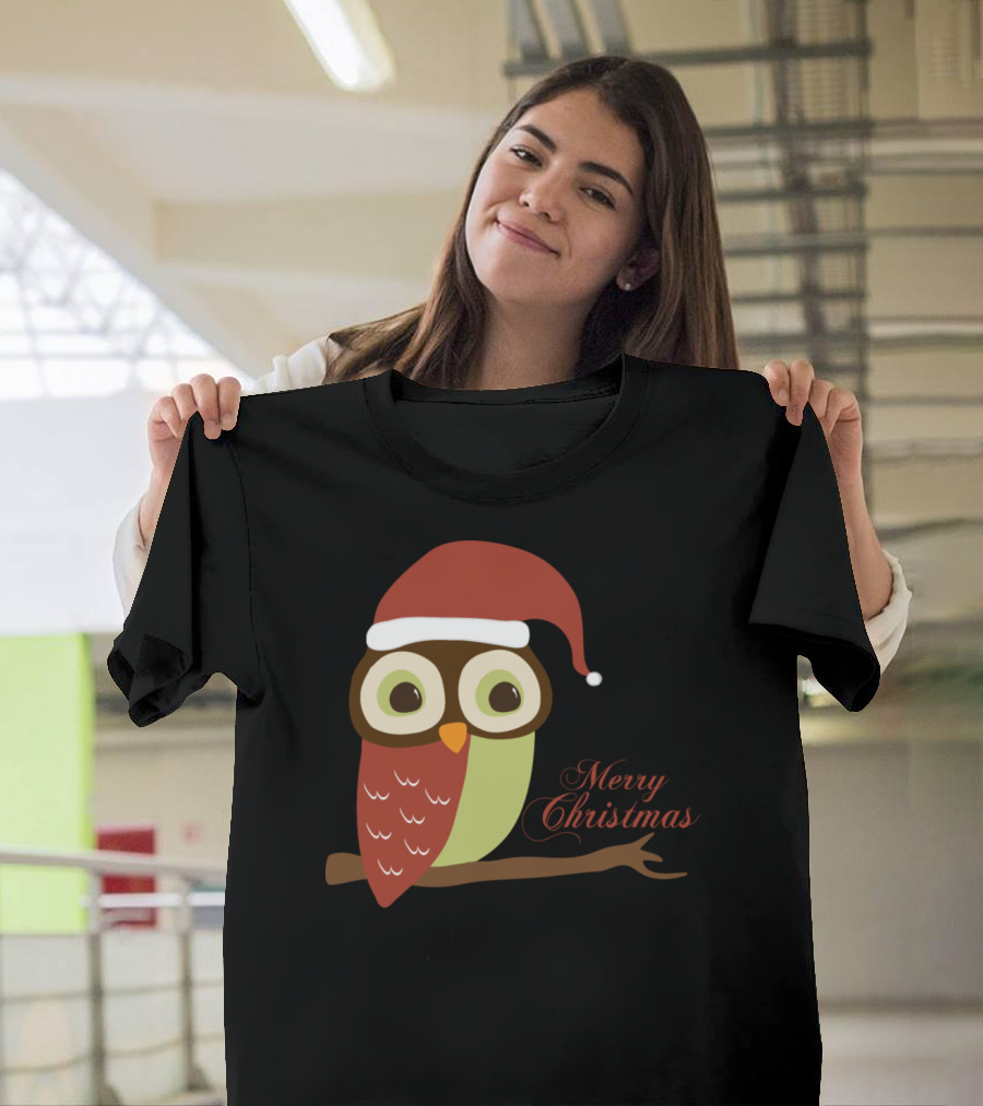 Santa Owl Merry Christmas T-Shirt