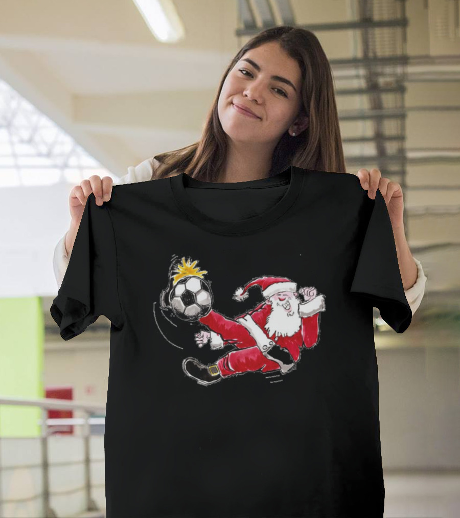 Santa Soccer Kick Holiday Fun T-Shirt