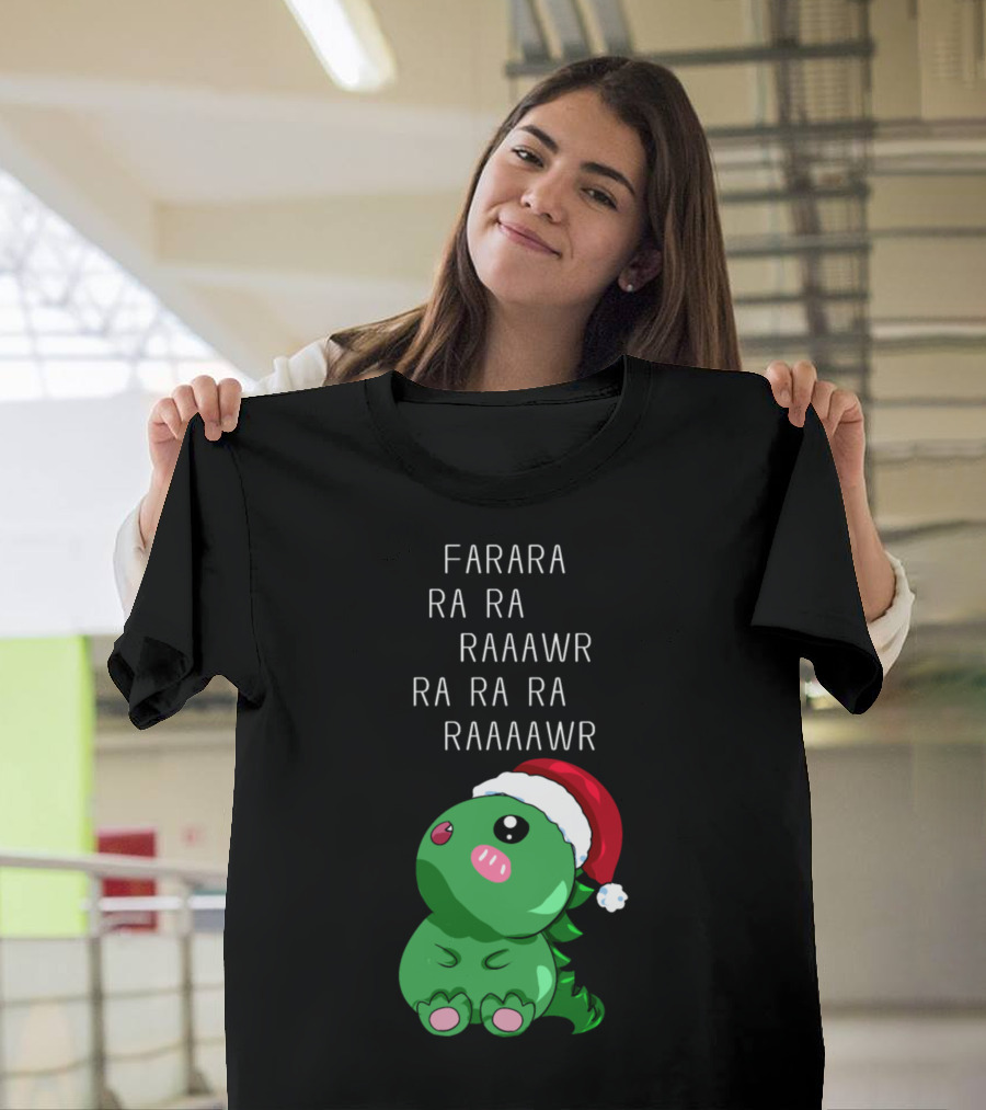 Farara Ra Ra Raaawr Dino Dinosaur Santa T-Shirt
