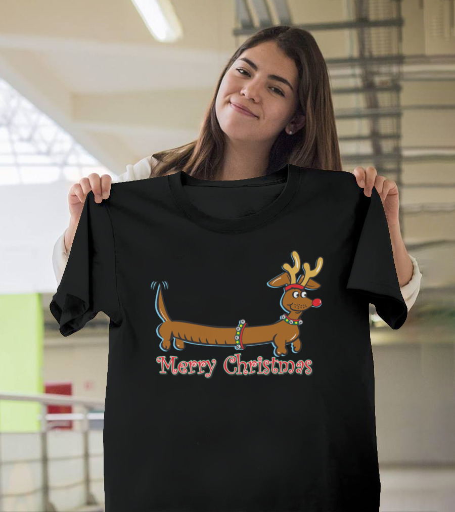 Merry Christmas Doxiemerrychristmas Rudolph Dog T-Shirt