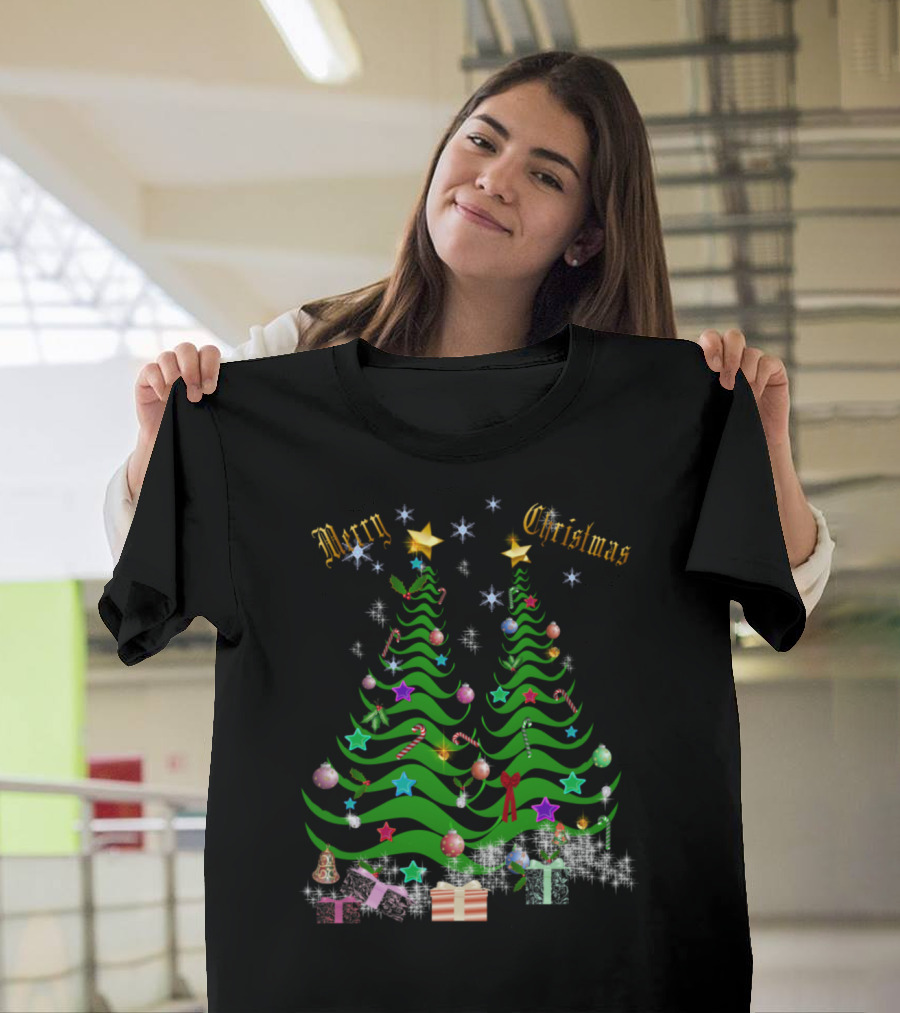 Merry Christmas Tree Stars Presents and Decorations T-Shirt