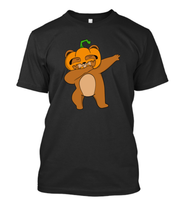 Pumpkin Head Dabbing Halloween Bear T-Shirt