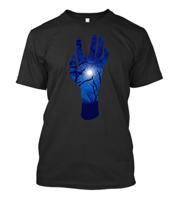 Magic Hand Blue Forest Moon Shadows T-Shirt