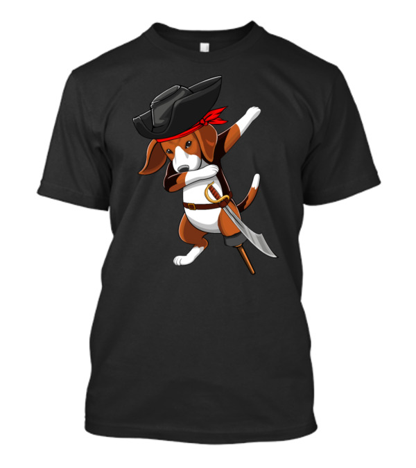 Dabbing Pirate Beagle With Viking Sword Novelty T-Shirt