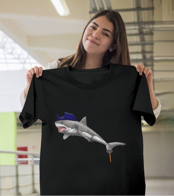 Pirate Shark Viking With Peg Leg Hat Novelty T-Shirt