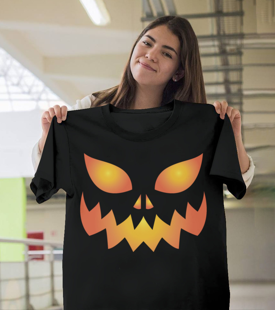 Pumpkin Halloween Face Jack O'Lantern Scary Eyes Spooky Mask T-Shirt
