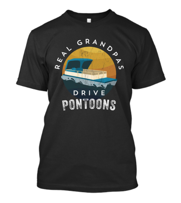 Real Grandpas Drive Pontoons Vintage Boat Sunset T-Shirt