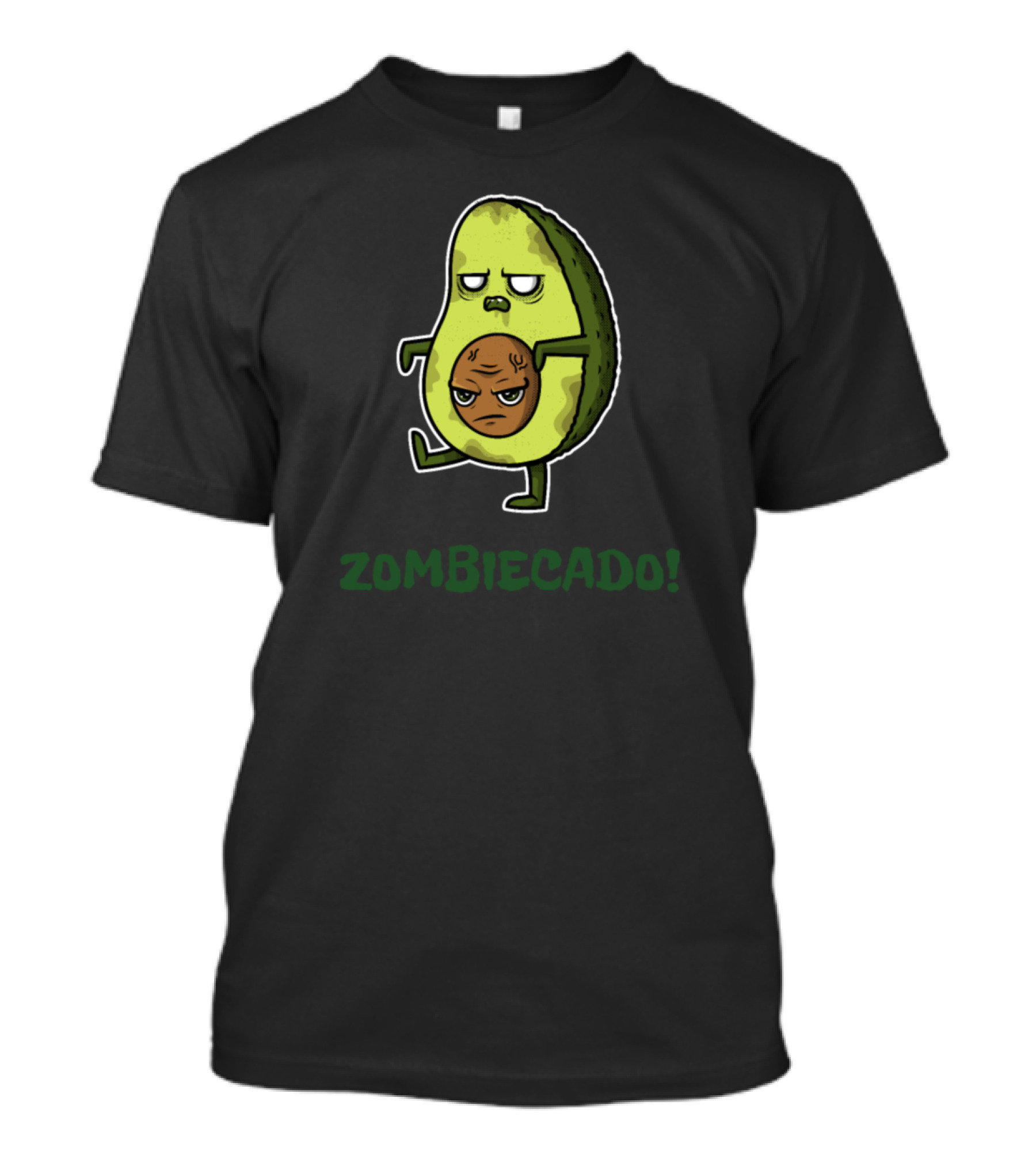 Zombicado Scary Avocado Character With Angry Pit Expression T-Shirt