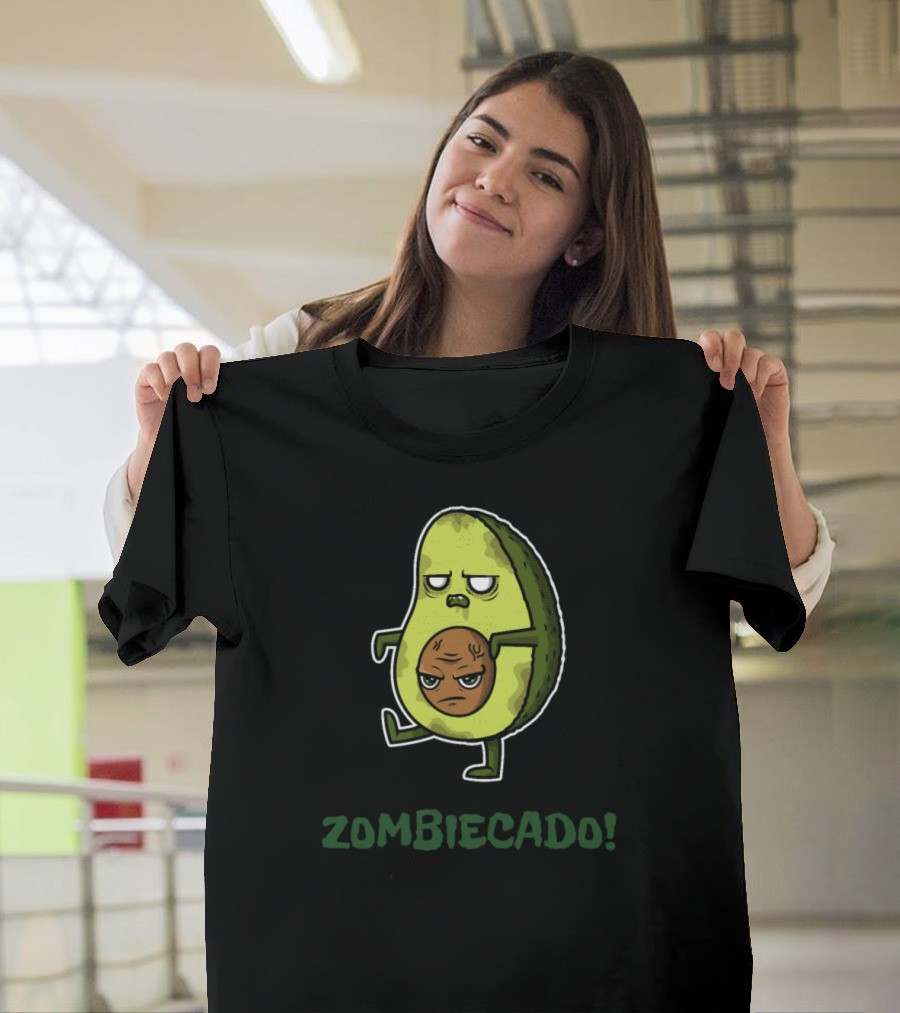 Zombicado Scary Avocado Character With Angry Pit Expression T-Shirt