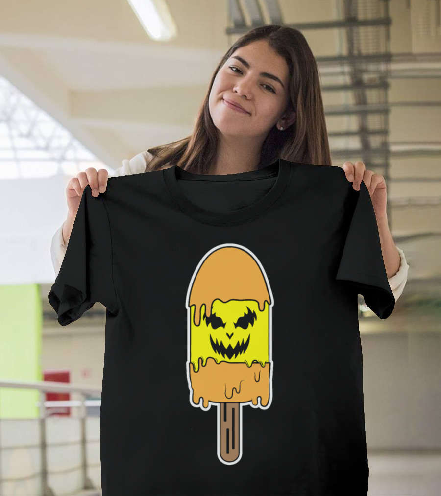 Bad Ice Mean Ice Cream Melting Popsicle Monster Face T-Shirt