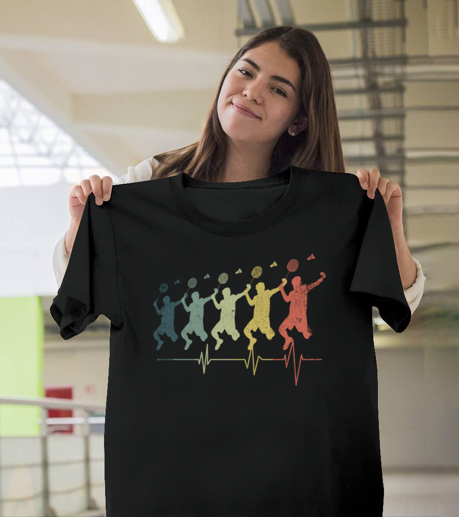Badminton Heartbeat Motion Players Vintage T-Shirt