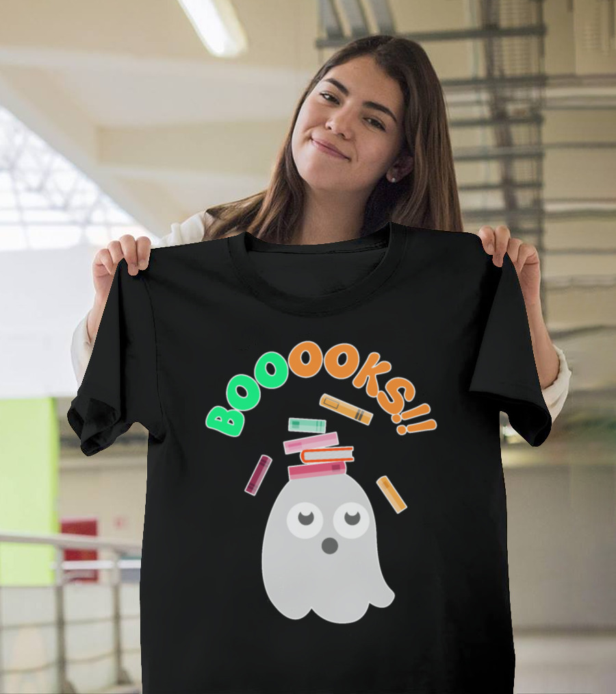 Boooooks Ghost Halloween Reading Geek Readers T-Shirt