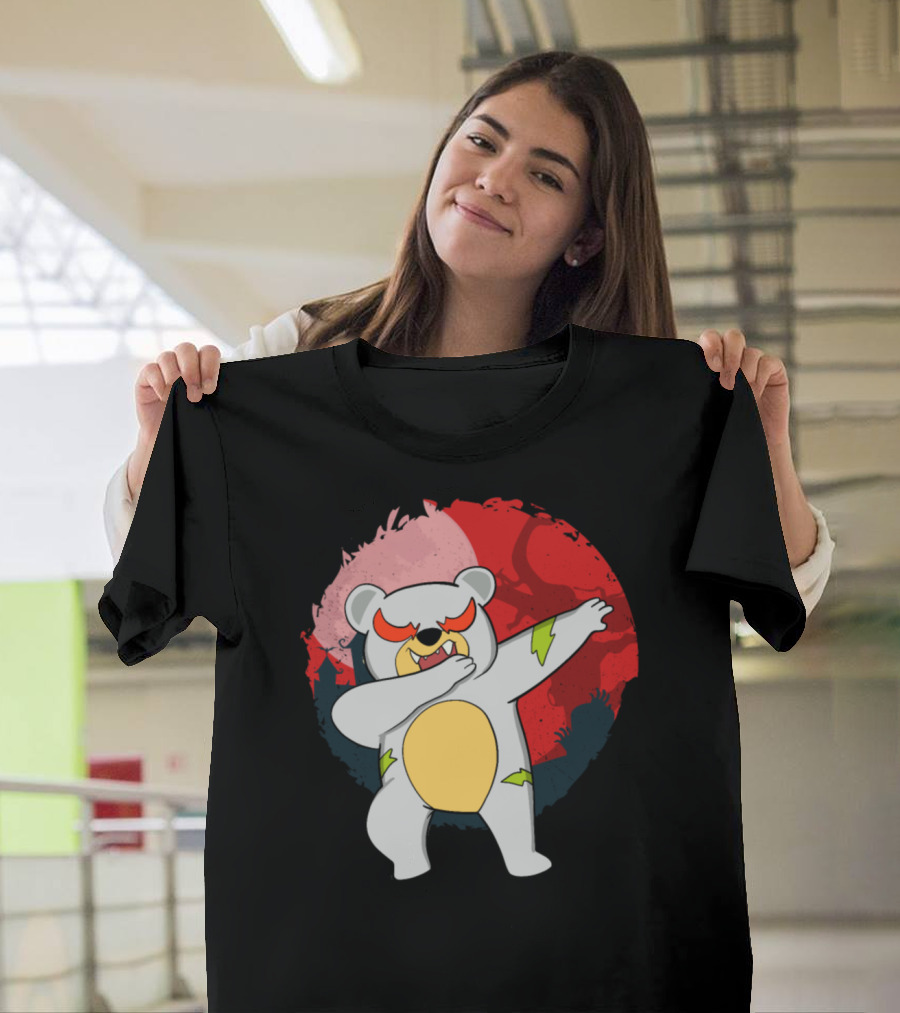 Dabbing Halloween Scary Polar Bear with Red T-Shirt