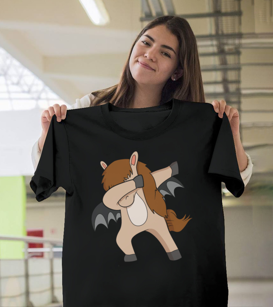 Dabbing Horse with Bat Wings Cool Scary T-Shirt