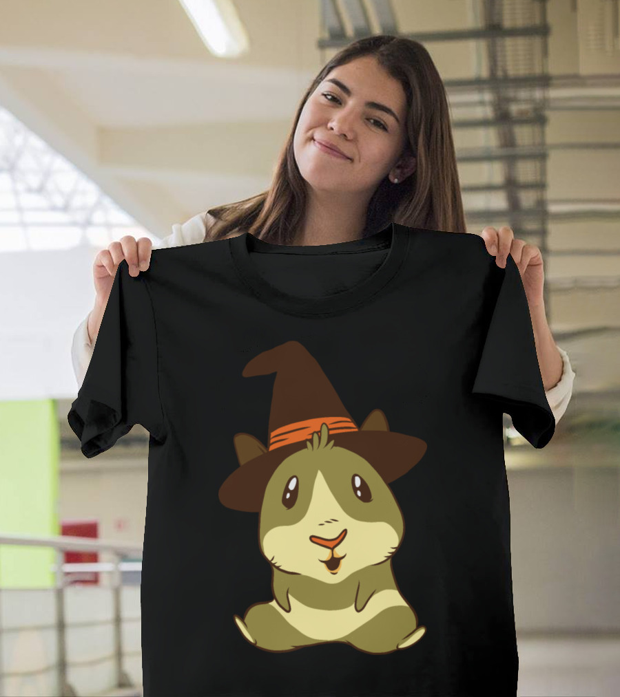 Halloween Guinea Pig Witch Hat T-Shirt