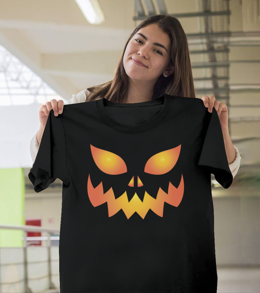 Pumpkin Helloween Face Glowing Jack-o'-Lantern Expression T-Shirt