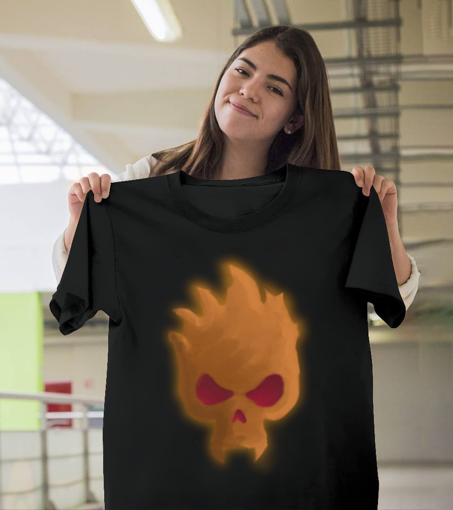 Pumpkin Fire Skull Ghost Table T-Shirt