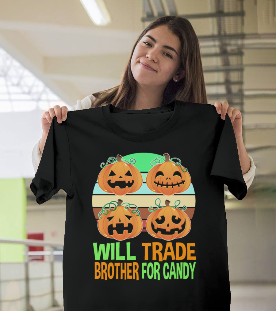Will Trade Brother For Candy Retro Pumpkin Jack-O'-Lanterns T-Shirt