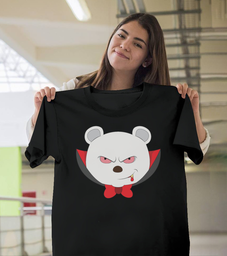 Vampire Polar Bear Halloween Creature with Cape and Fangs T-Shirt