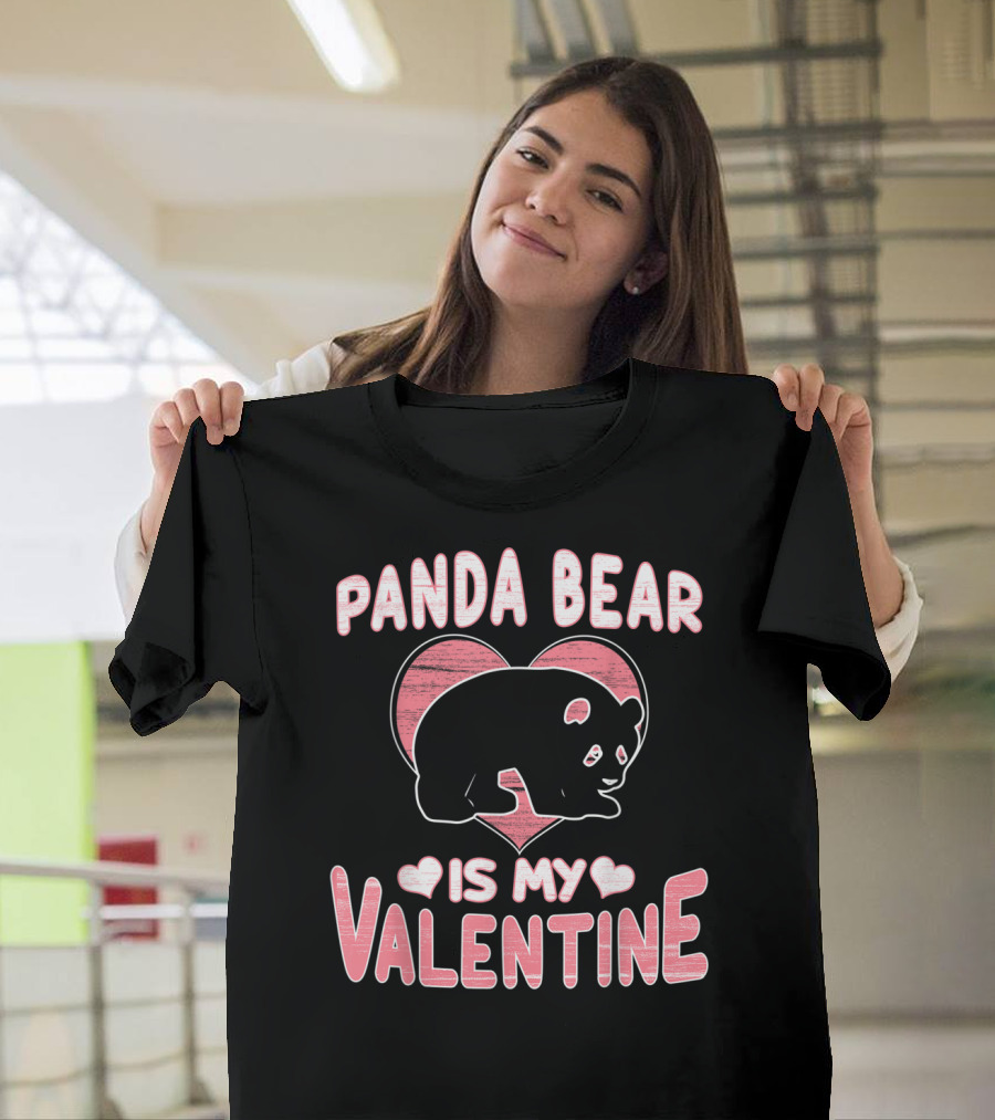 Panda Bear Is My Valentine Hearts T-Shirt