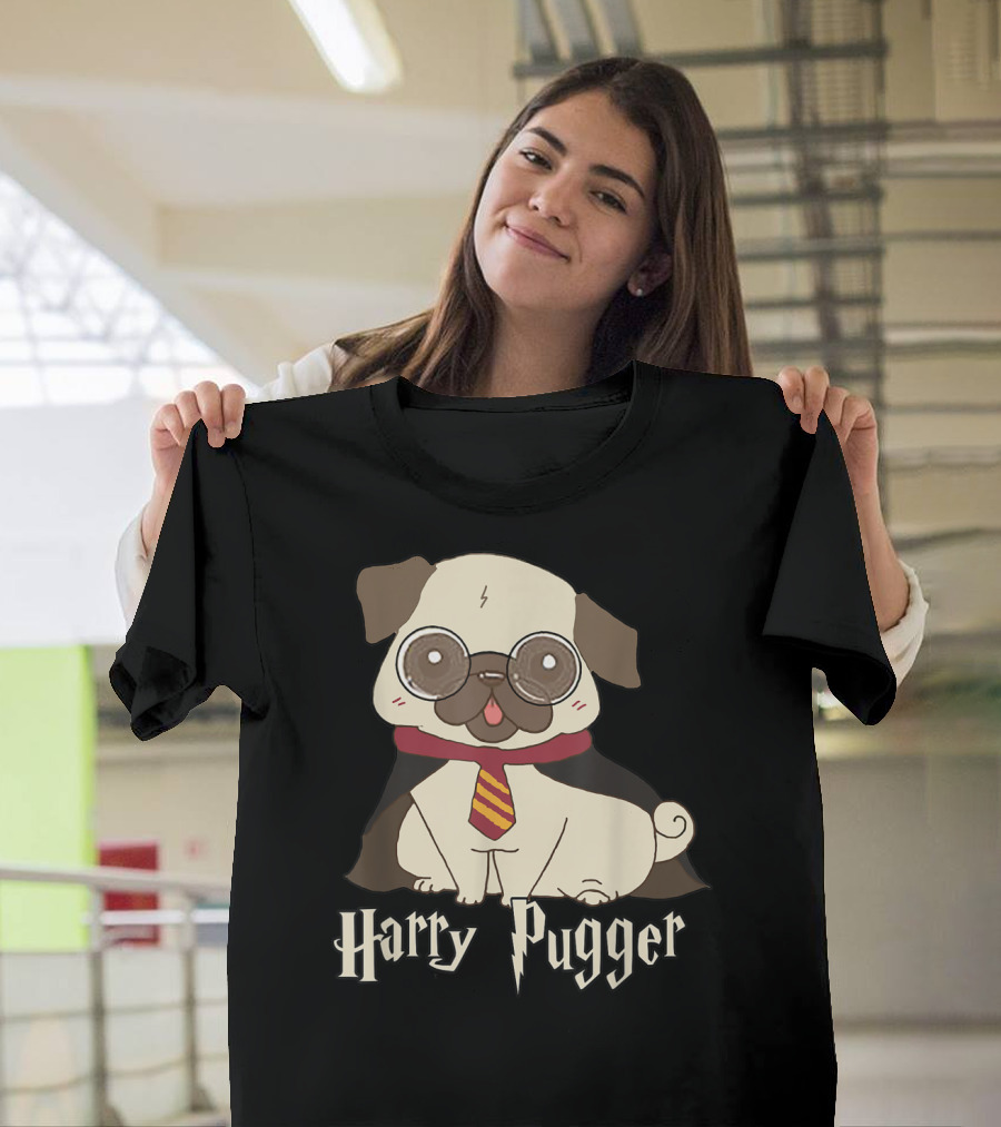 Harry Pugger Puggy Potter Magic Wizard Pug Funny Pug Dog T-Shirt