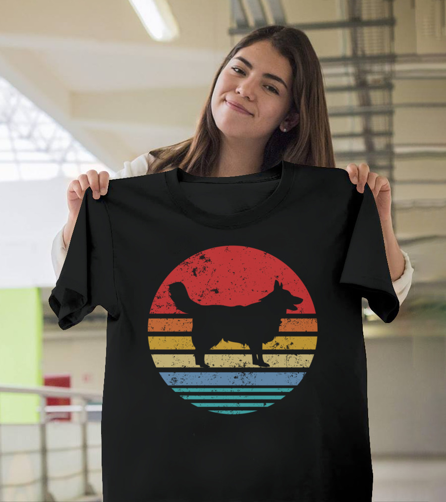 Retro Distressed Border Collie Silhouette Sunset T-Shirt