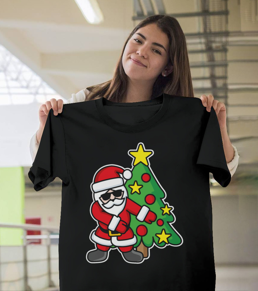 Hipster Santa Claus Floss Dance Christmas Tree T-Shirt