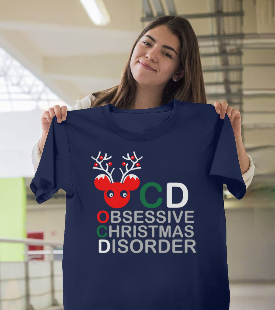 Obsessive Christmas Disorder Reindeer Antlers Holiday Fun T-Shirt