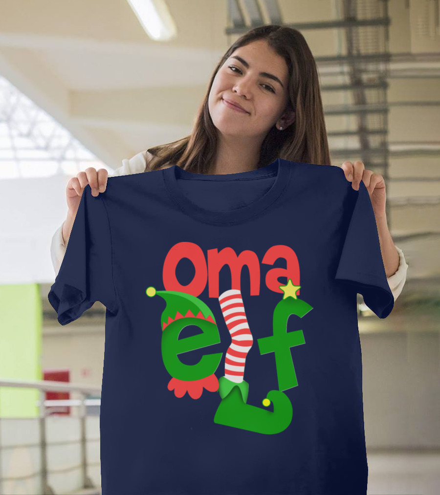 Oma Elf Christmas Hat and Sock T-Shirt