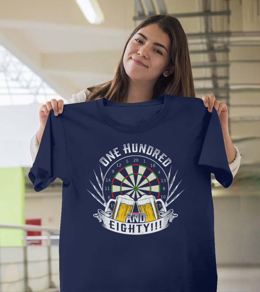 One Hundred and Eighty Dartboard and Beer Cheers T-Shirt