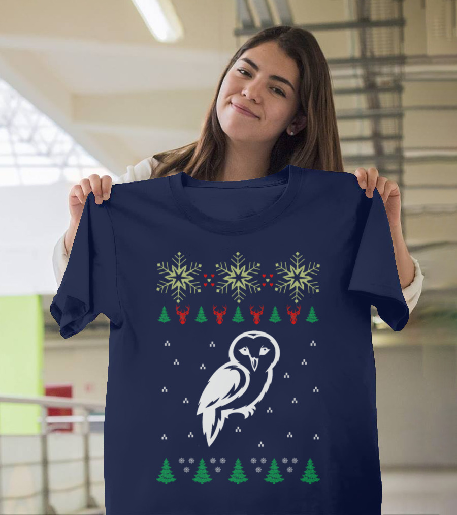 Owl Snowflakes Reindeer Trees Festive T-Shirt