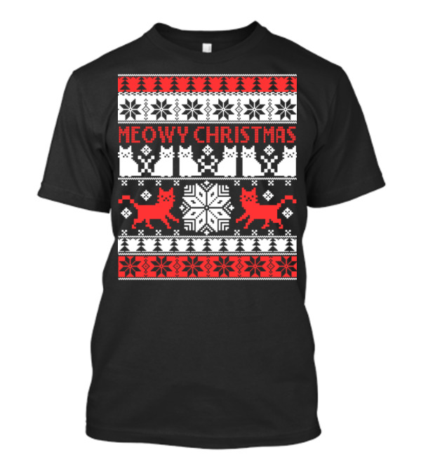Meowy Christmas Cat Pattern For Meowy Lover T-Shirt