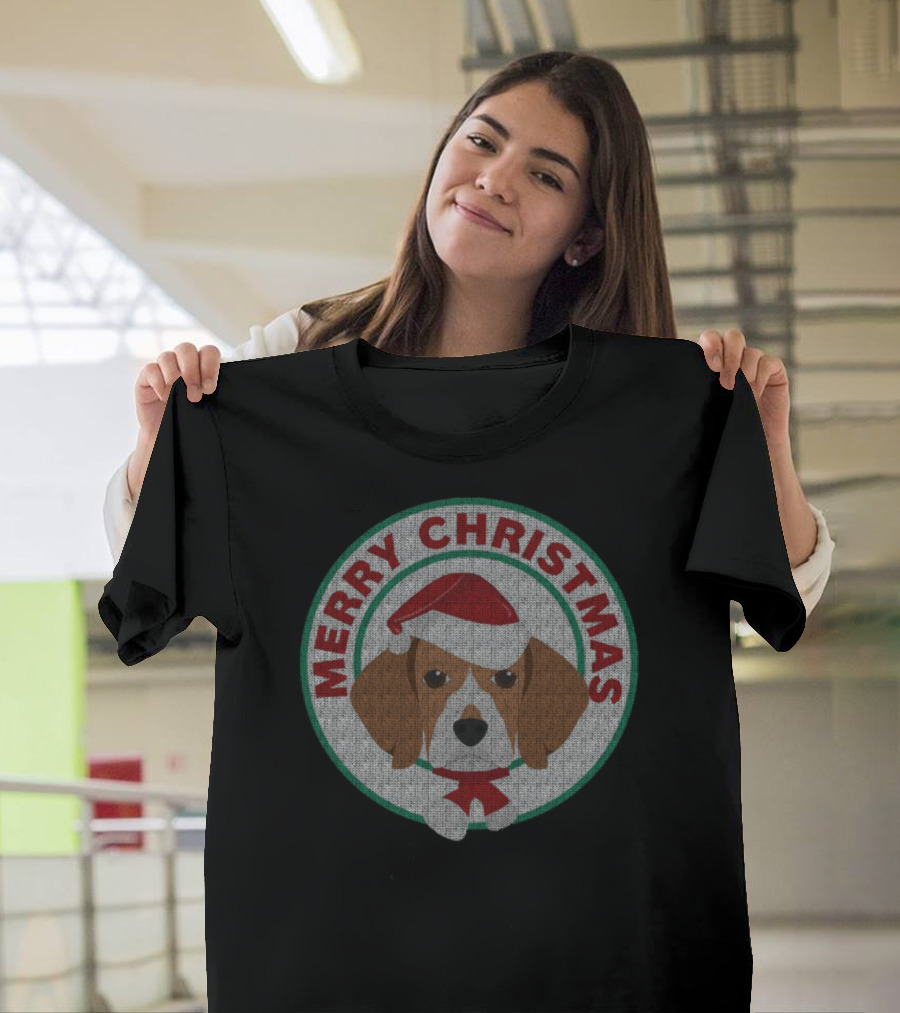 Merry Christmas Beagle Dog Santa Hat Holiday T-Shirt