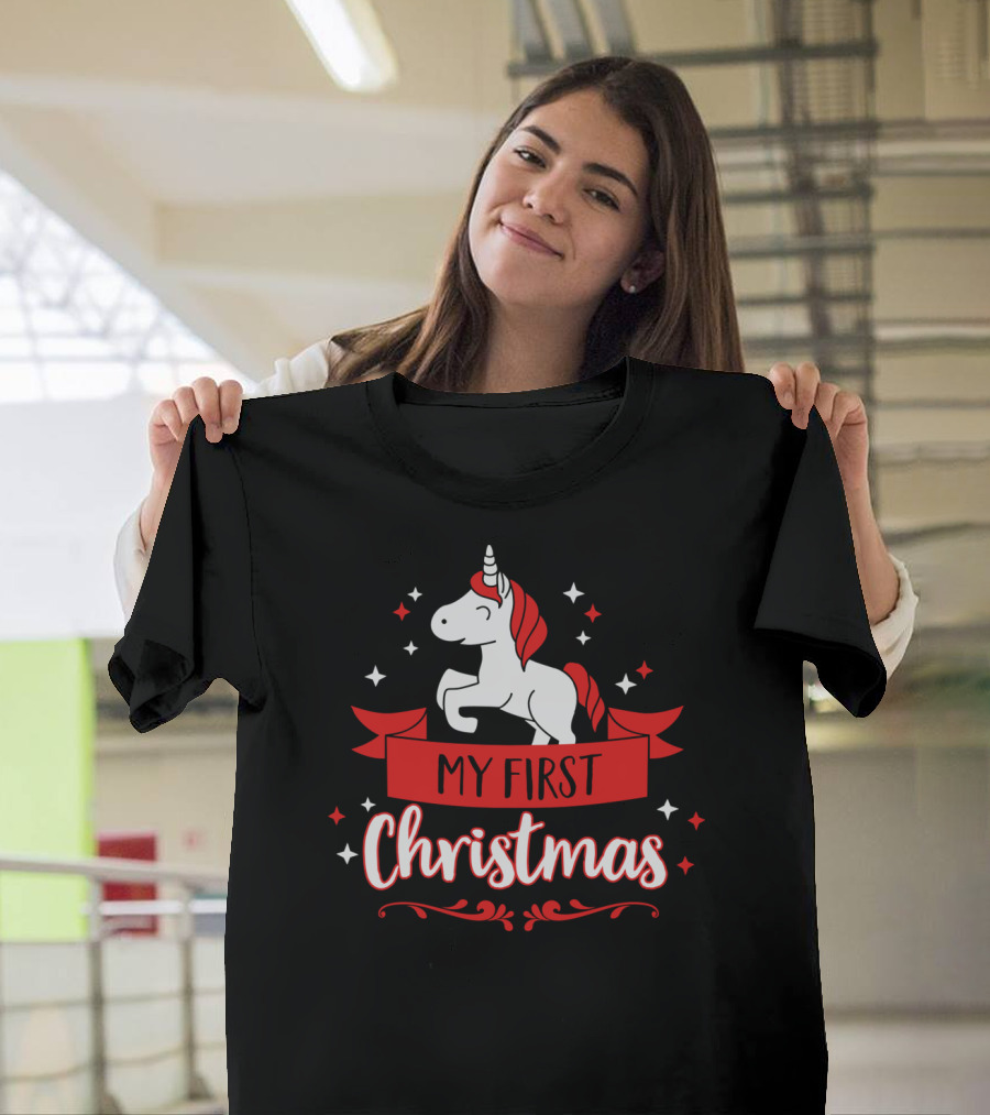 My First Christmas Unicorn Baby Child T-Shirt