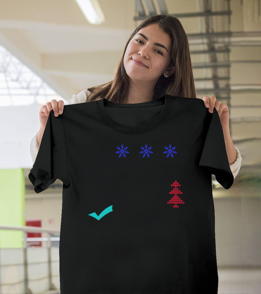 Naughty Nice I Tried Christmas Checklist with Snowflakes and Tree T-Shirt