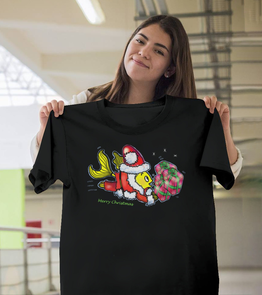 Santa Clause Fish Funny Cute Christmas Merry Christmas T-Shirt