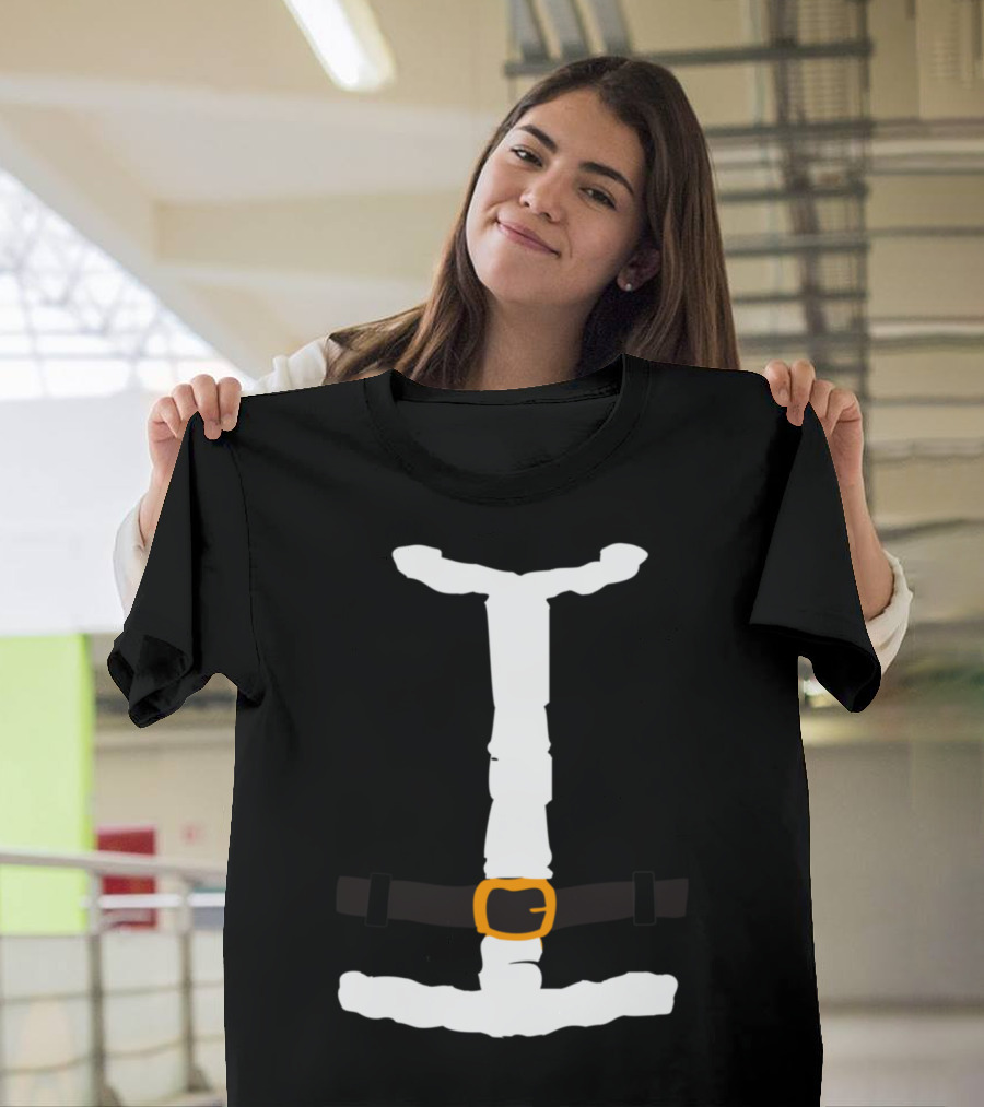 Santa Suit Costume Belt Buckle White Trim T-Shirt