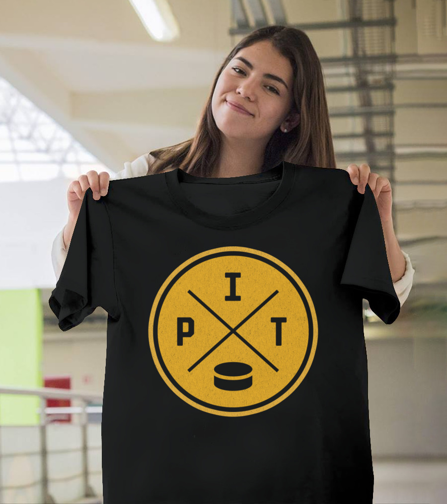 Pittsburgh Hockey PIT Circular Logo with Puck T-Shirt
