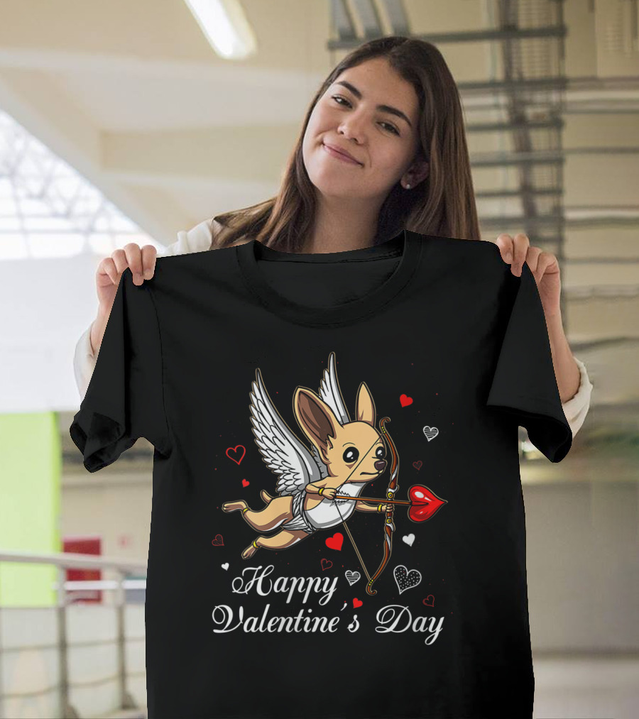 Cupid Chihuahua Happy Valentine's Day T-Shirt