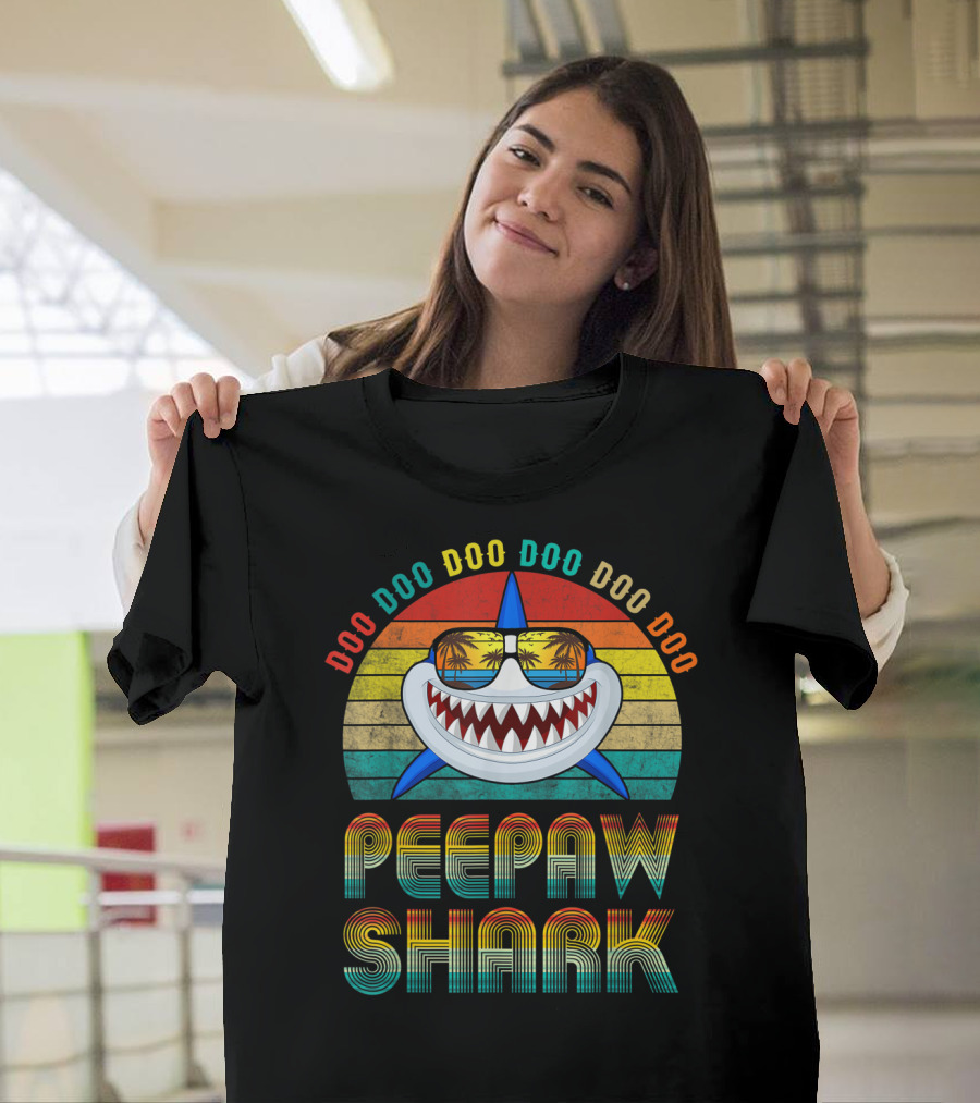 Peepaw Shark Doo Doo Doo Sun Glasses Vintage For Father T-Shirt