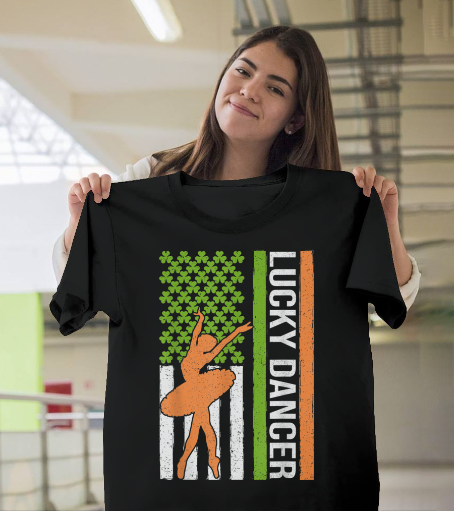 Lucky Dancer Shamrock Irish American St Patrick's Flag T-Shirt