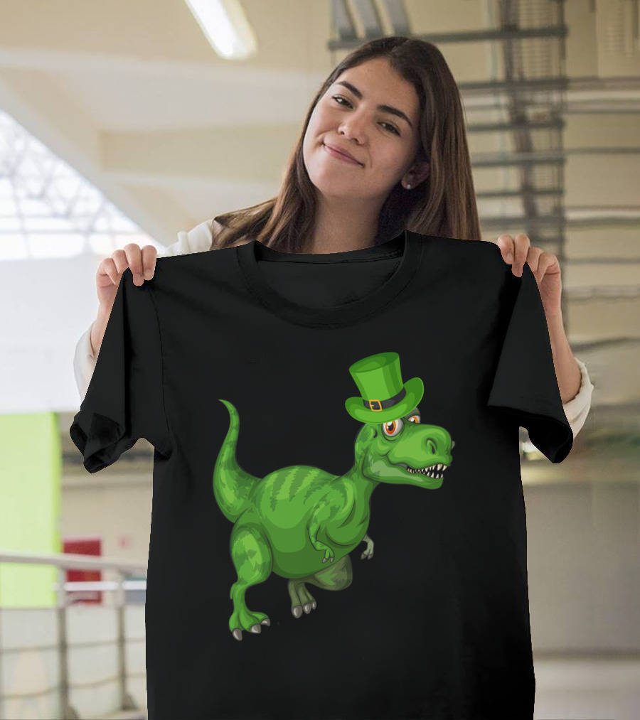 T-Rex Dinosaur Wearing Clover Hat St Patrick's Day T-Shirt