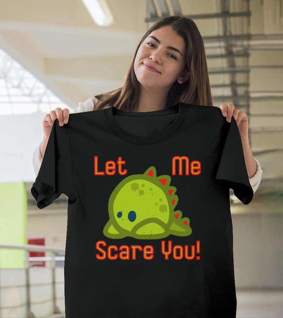 Let Me Scare You Cute Green Dinosaur With Red Spikes T-Shirt