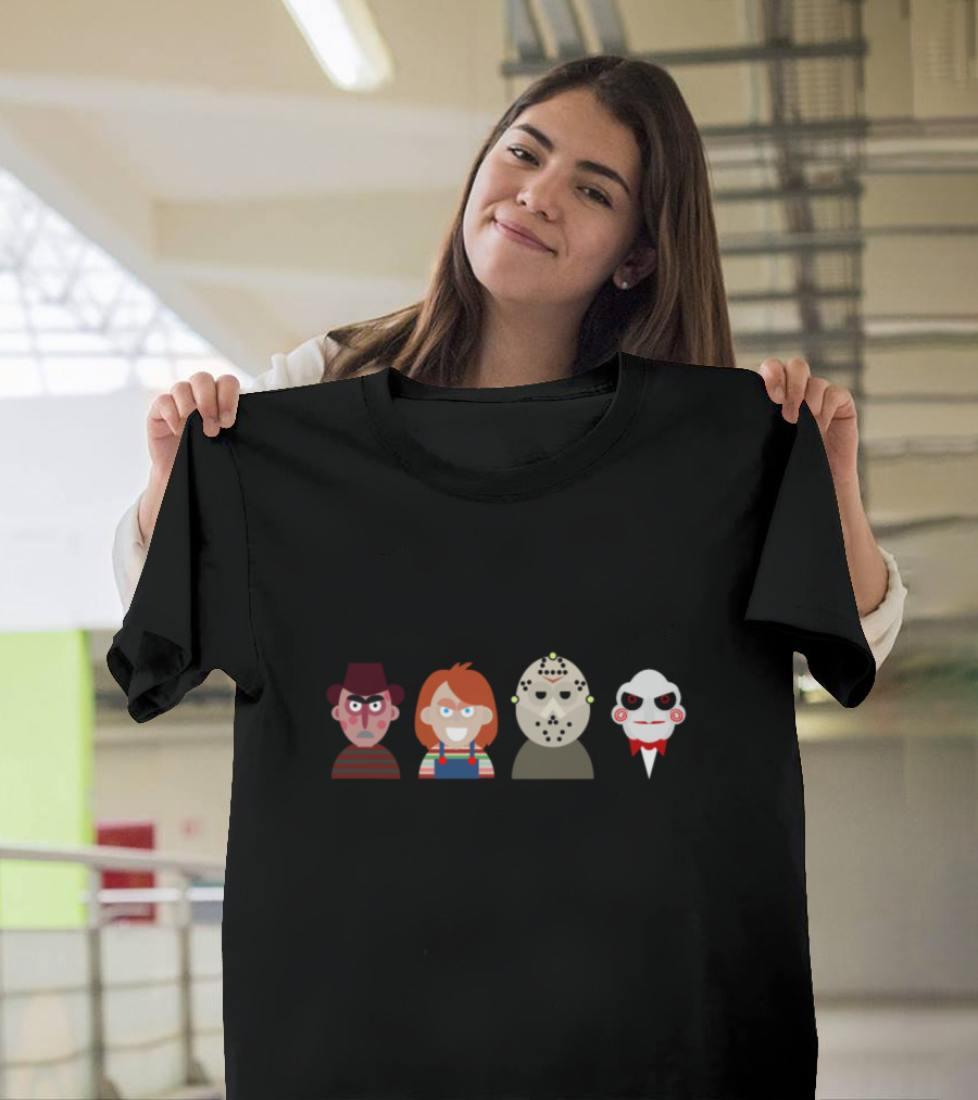 Serial Killers Horror Movie Icons Freddy Chucky Jason Jigsaw T-Shirt
