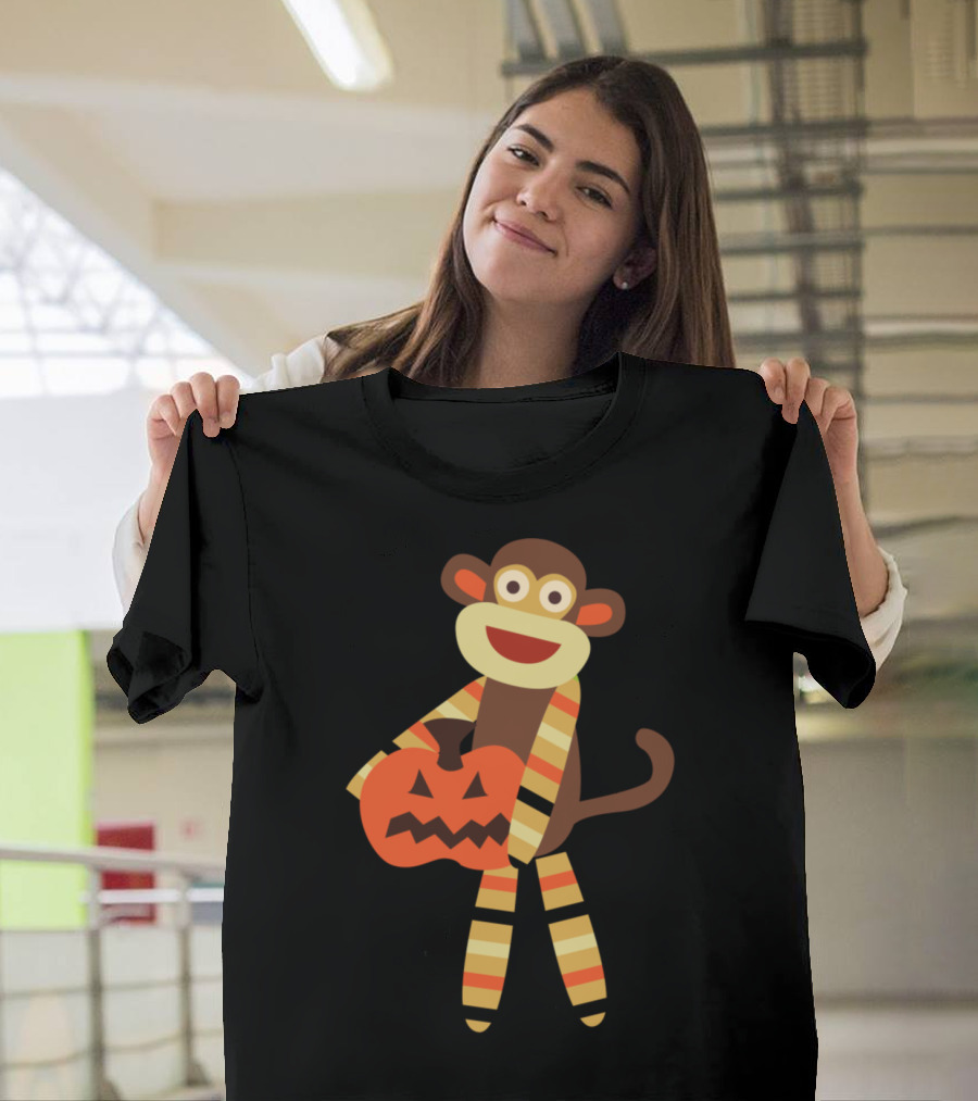 Sock Monkey Halloween Pumpkin T-Shirt